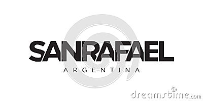 San Rafael in the Argentina emblem. The design features a geometric style, vector illustration with bold typography in a modern Vector Illustration