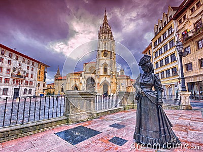 San Salvador cathedral in Oviedo, Spain. Editorial Stock Photo