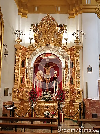 SAN SEBASTIAN church -images -ALHAURIN DE LA TORRE-Andalusia Editorial Stock Photo