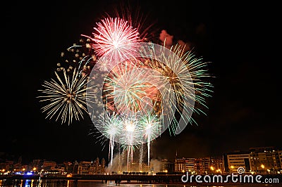San Sebastian fireworks in summer fair Editorial Stock Photo