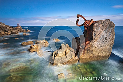 San Sebastian Ondarreta beach, La Concha bay.Cantabrian Sea, Basque Country, Spain, Euskadi, sculpture Stock Photo