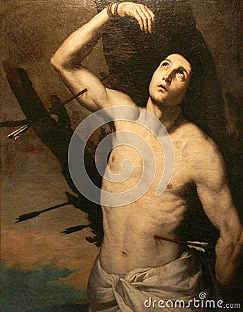 San sebastiano, the holy martyr, oil on canvas Stock Photo