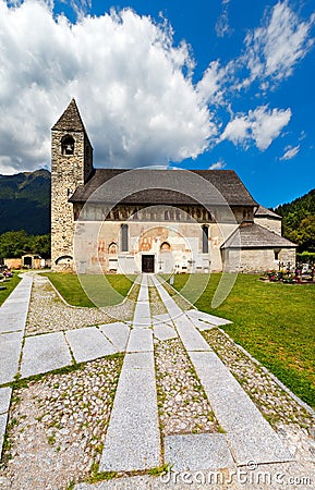 San Vigilio Church with Macabre Dance - Pinzolo Stock Photo