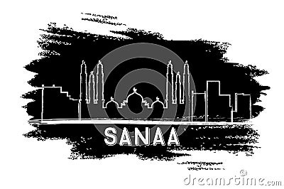 Sanaa Yemen Skyline Silhouette. Hand Drawn Sketch. Stock Photo