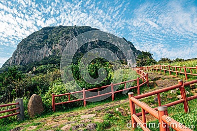Sanbangsan Mountain, Jeju Olle Trail in Jeju Island, Korea Stock Photo