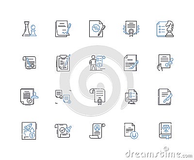 Sanction line icons collection. Punishment, Embargo, Restrictions, Ban, Penalty, Prohibition, Reprimand vector and Vector Illustration