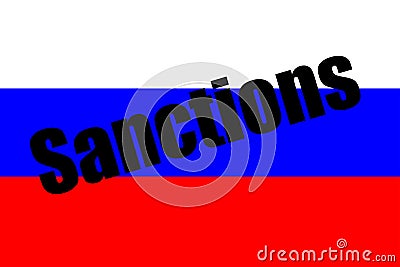 Sanctions against Russia imposed by Western countries. Russia flag. Vector Illustration