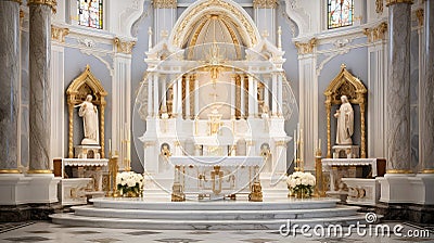 sanctuary catholic church altar Cartoon Illustration