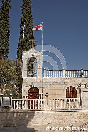 Sanctuary over the Grotto of Gethsemane beside Church of the Tomb of Virgin Mary at Mount of Olives in Kidron river valley near Editorial Stock Photo