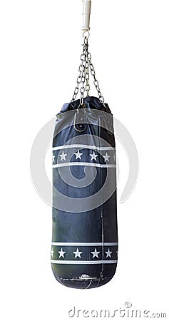 Sand bag hanging on ceiling for practice boxing Stock Photo