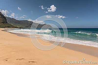 Makua sand beach in West Oahu, Hawaii Stock Photo