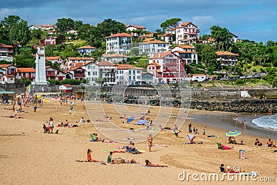 Sand beach in the basque town Saint-Jean-de-Luz, France Editorial Stock Photo