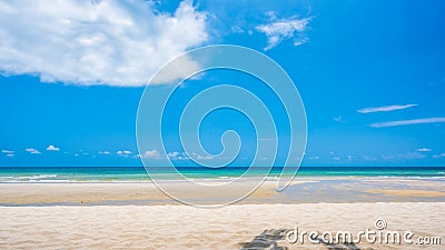 Sand beach and blue sky background Stock Photo