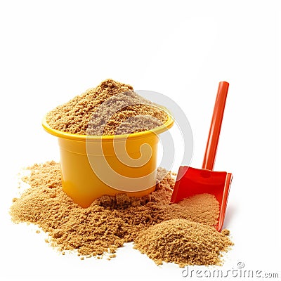 Sand Bucket and Shovel Isolated on White Stock Photo