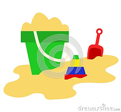 Sand, bucket, shovel and toys, summer play game icons, vector il Vector Illustration