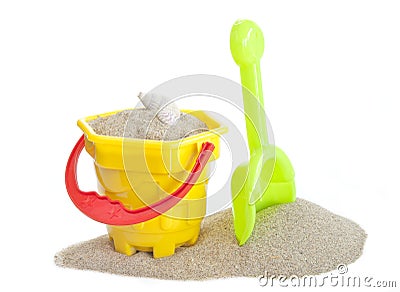 Sand bucket and spade toy Stock Photo