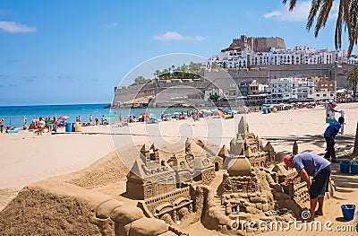 Sand Castel in Peniscola, Spain Editorial Stock Photo