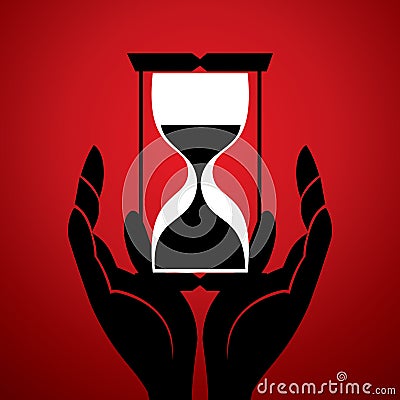 Sand clock with in hand Vector Illustration