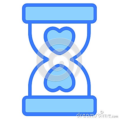 sand clock, love, dead line Icon, simple design blue line Vector Illustration