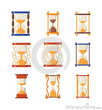 Sand clocks set. Cartoon Illustration