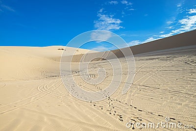 Sand dune and blue sky in Muine, Vietnam Stock Photo