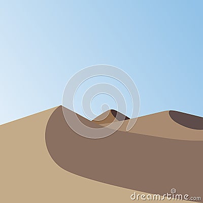 Sand dunes in the empty desert. Minimalist landscape. Vector illustration, flat design Vector Illustration