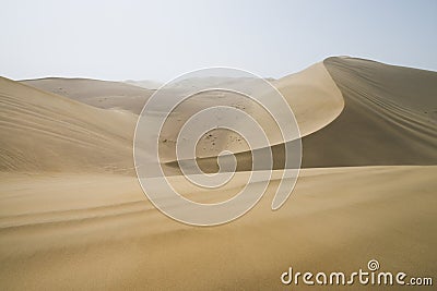 Sand dunes landscape and waves of sand in Gobi Desert in China, Gobi Desert, China Stock Photo