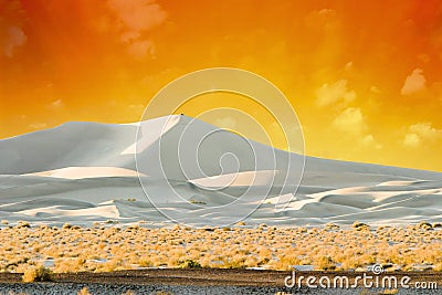 Sand Dunes Lit By Golden Sunset Stock Photo