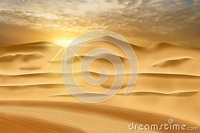 Sand dunes, sunset, sand lines Stock Photo