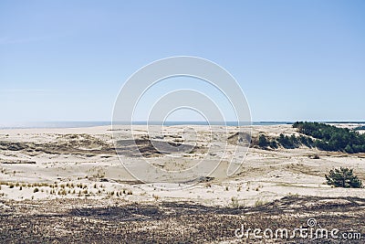 Sand dunes Vysota Efa on sunny spring day Stock Photo