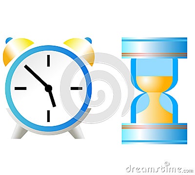 Sand-glass and clock Stock Photo