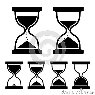 Sand Glass Clock Icons Set. Vector Vector Illustration