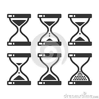 Sand Hourglass Timer Icon Set. Vector Vector Illustration
