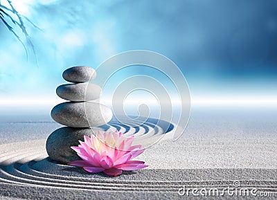 Sand, lily and spa stones Stock Photo