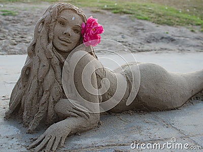 Sand Mermaid - Venice Beach - California Editorial Stock Photo