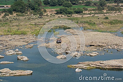 Sand Mining in the River Stock Photo