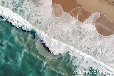 sand ocean nature wave water shore vacation sea beach summer. Generative AI. Stock Photo