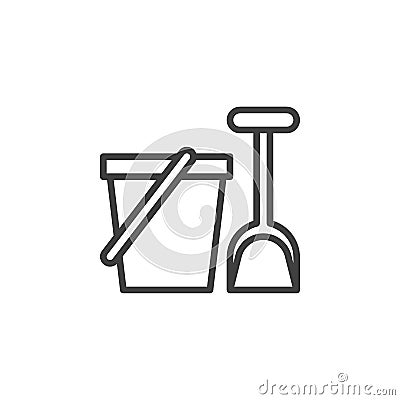 Sand pail and shovel line icon Vector Illustration