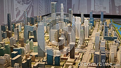 Sand plate model of Beijing Central Business District, China Editorial Stock Photo