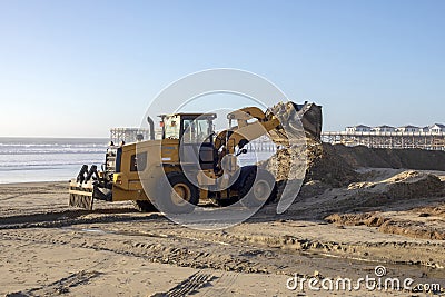 Sand preservation works on Mission Beach, San Diego on January 6, 2023 Editorial Stock Photo