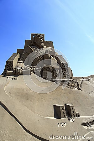 Sand sculpture of marco polo Editorial Stock Photo