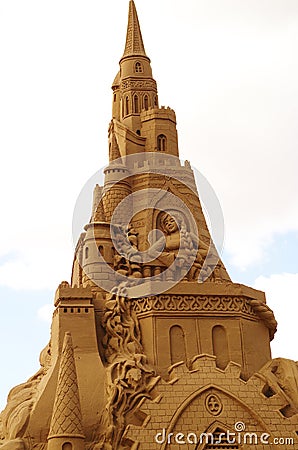 Sand Sculpture - Rapunzel in her tower Editorial Stock Photo