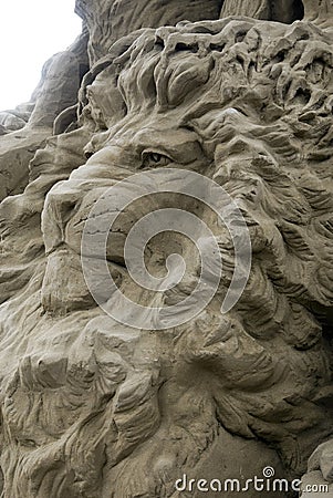 Sand Sculptures - the lion Editorial Stock Photo