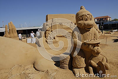 SAND SCULPTURES SHOW:HUNDESTED HABOUR Editorial Stock Photo