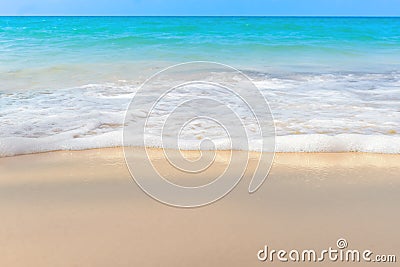 Sand sea and soft ocean wave summer background Stock Photo