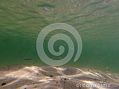 Sand and seabed underwater. Clear water in Lake Superior Michigan Stock Photo