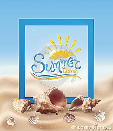 Sand and seashells Vector Illustration