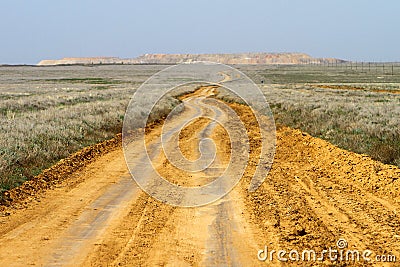 Sand spring steppe road Stock Photo