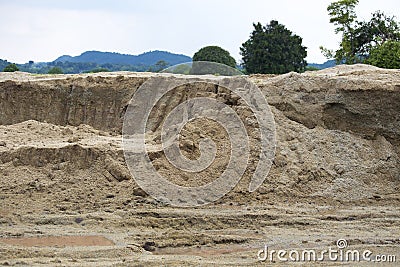 Sand stock and storage on rained day. Stock Photo