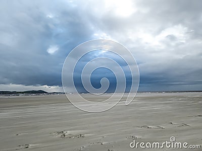 Sand storm at Dooey beach by Lettermacaward in County Donegal - Ireland Stock Photo